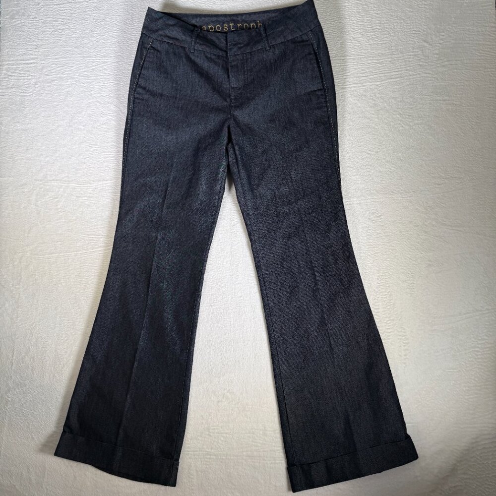 Apostrophe Jeans Women's 10 Blue Bell Bottom Flared Y2k Cuffed‎ Bottom of Jeans.
